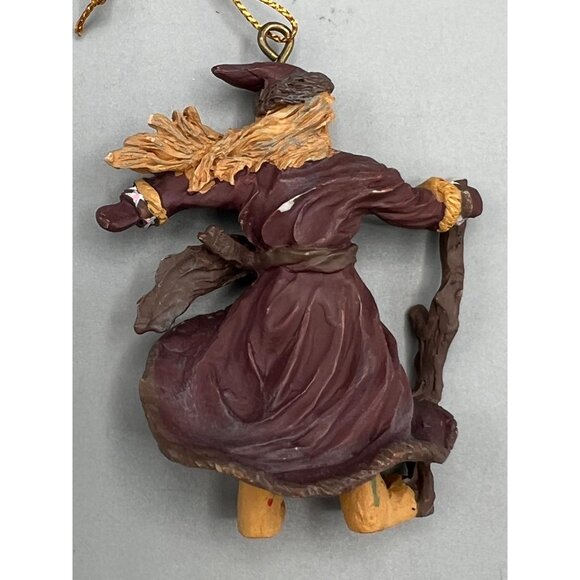 90's Vtg 2 Handcrafted Wizard & Witch Ornaments 3" Set Rodriguez & Duncan Resin - Picture 10 of 16